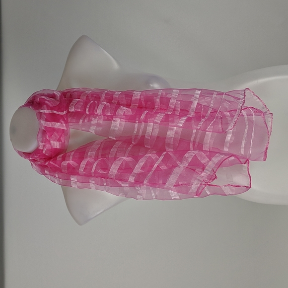 Scarf Sarong Pink Stripe Sheer NEW - Picture 4 of 7